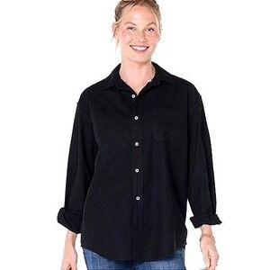 Fresh Produce Women's Resortwear Classic Oxford Button Down Shirt Black Size L